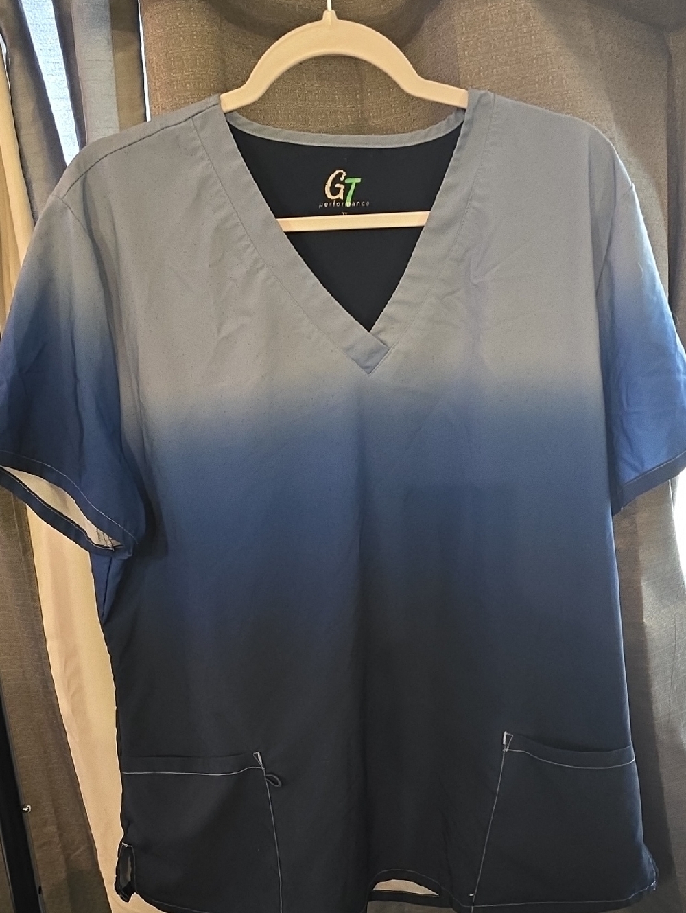 GT Performance Women's V-Neck Scrub Top - Blue Size 2x